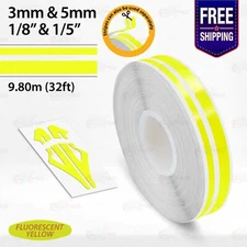 FLUORESCENT YELLOW 1/8" & 1/5" Vinyl Pinstriping Stripe Double Line Sticker