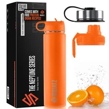 SQUATZ 24 Oz Neptune Series Steel Water Bottle, Stainless Double Wall Vacuum ...