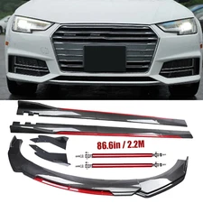 Front Bumper Lip Spoiler Body Kit Side Skirt Carbon Fiber For Mitsubishi Lancer