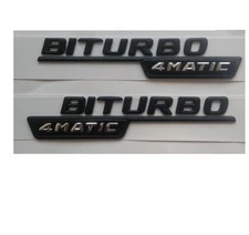 1 pair BITURBO 4MATIC Letters Fender Badge Emblem Emblems for Mercedes Benz AMG