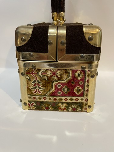 SAKS FIVE AVENUE Vintage GOBELIN KOFFER STIL HANDTASCHE MADE IN ITALY 1970 - Bild 3 von 17