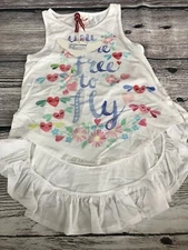 Paper Wings Bustle Singlet Are You Free To Fly Tunic Dress Size 10 Girls Cream