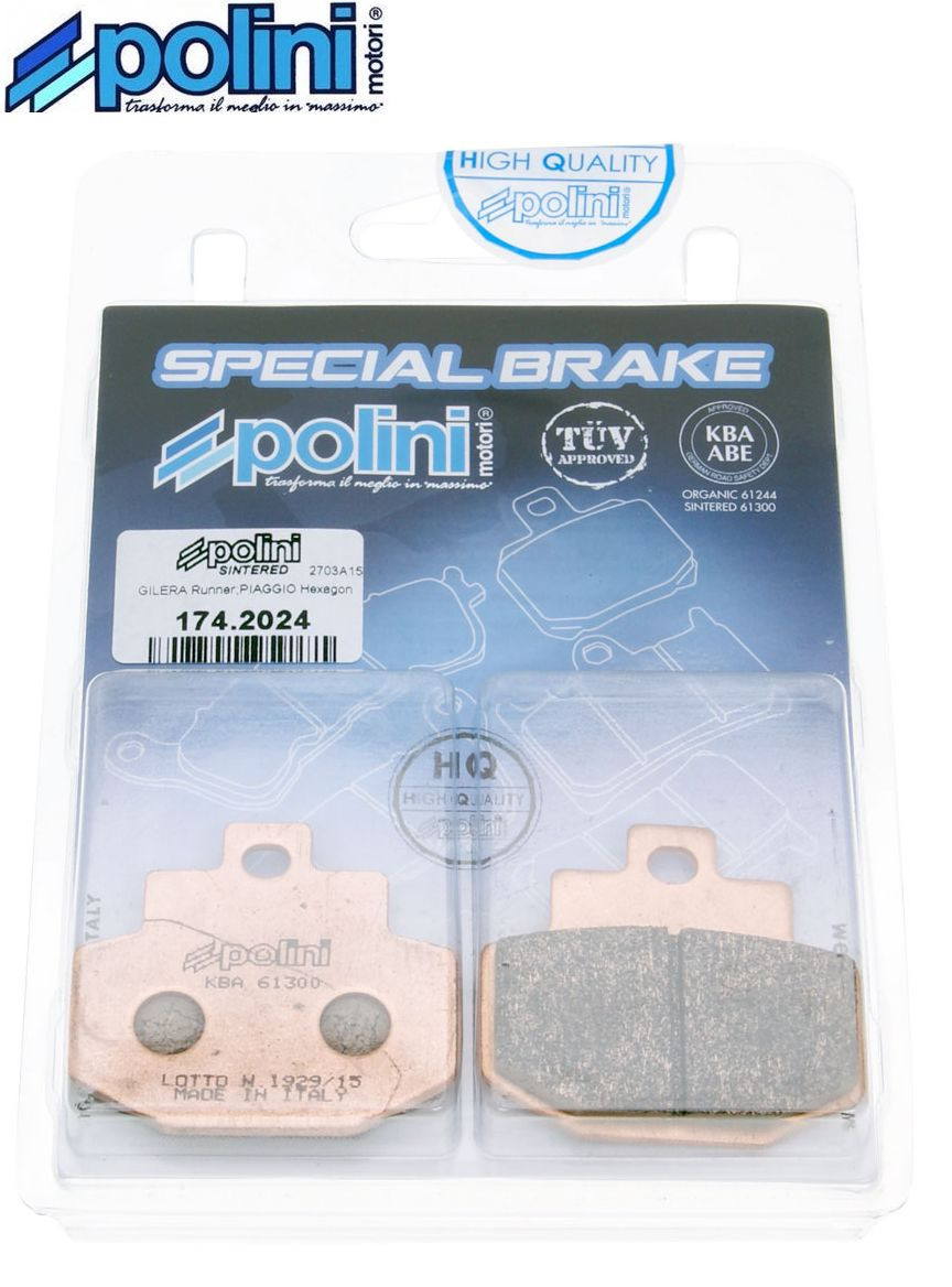 Plaquette de frein arrière Polini métal frité Sinter Pads moto et scooter 174.2024