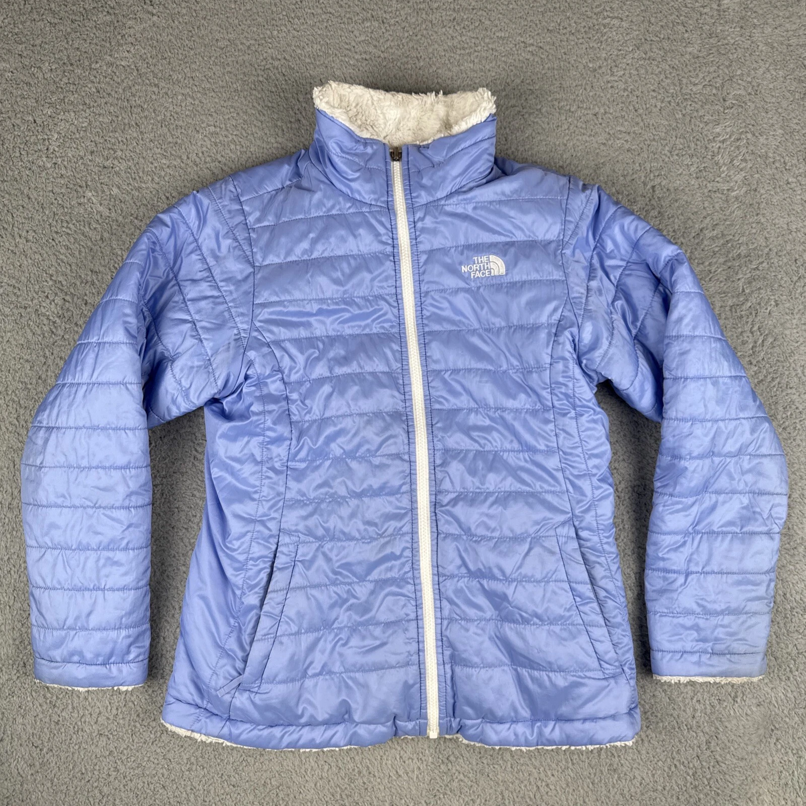 The North Face Jacket Girls Kids Periwinkle Reversible Winter Fleece Lined XL 18