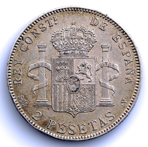 Spain-Alfonso XIII. 2 Pesetas 1905*19-05 SMV Madrid. EBC-/EBC- Plata 10 g. - Imagen 2 de 2
