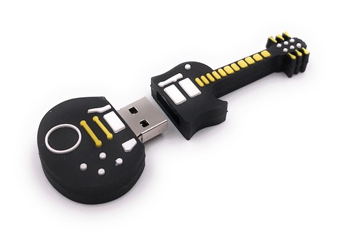 Gitarre Musikinstrument Elektrogitarre schwarz gelb Funny USB Stick - Bild 2 von 2