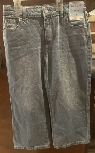 Cat And Jack Girls Wide-Leg Jeans Super Stretch Sz 10 Blue - Brand New - 第 1/4 張圖片