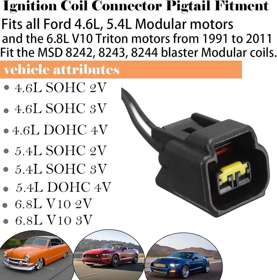 Paquete de 8 arnés de conector de bobina de encendido Ford para modelos de 4,6 L 5,4 L 6,8 L Foto 2 de 4