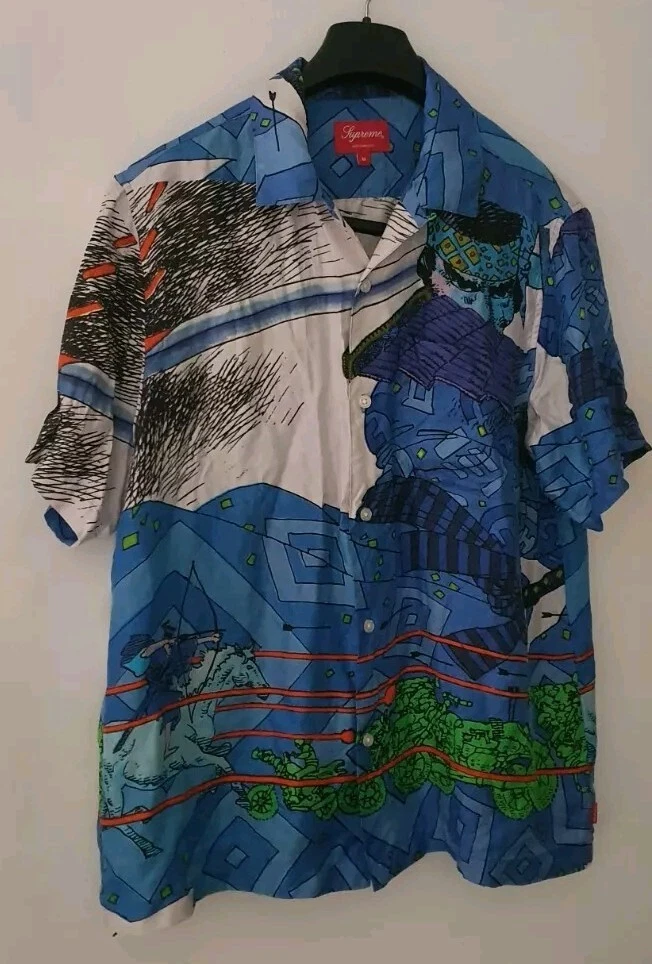 Chemise bleue SS23 Supreme Ronin soie S/S taille M manches courtes moyennes