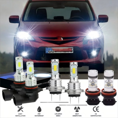 For Mazda 5 2007 2008 2009 Mazda5 LED Headlight 9005 H7 H11 Fog Light Bulbs 6pcs