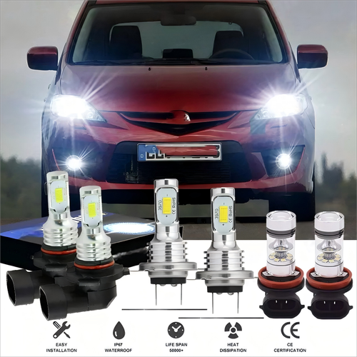 For Mazda 5 2007 2008 2009 Mazda5 LED Headlight 9005 H7 H11 Fog Light Bulbs 6pcs - Picture 1 of 18