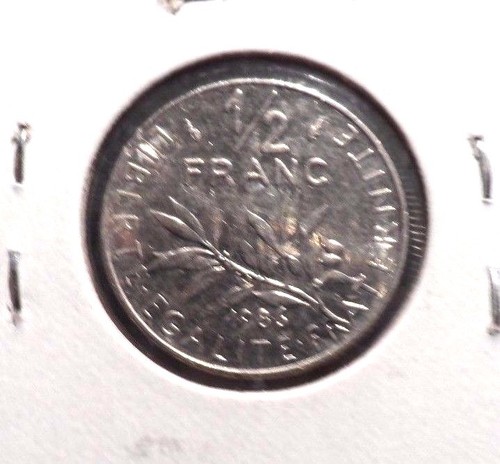 CIRCULATED 1986 1/2 FRANC FRENCH COIN (112215) - Picture 2 of 3