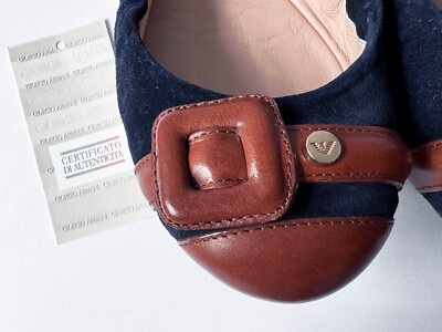 EMPORIO ARMANI Italy Designer Ballerinas Gr. 37,5 flache Schuhe Loafer Slipper 