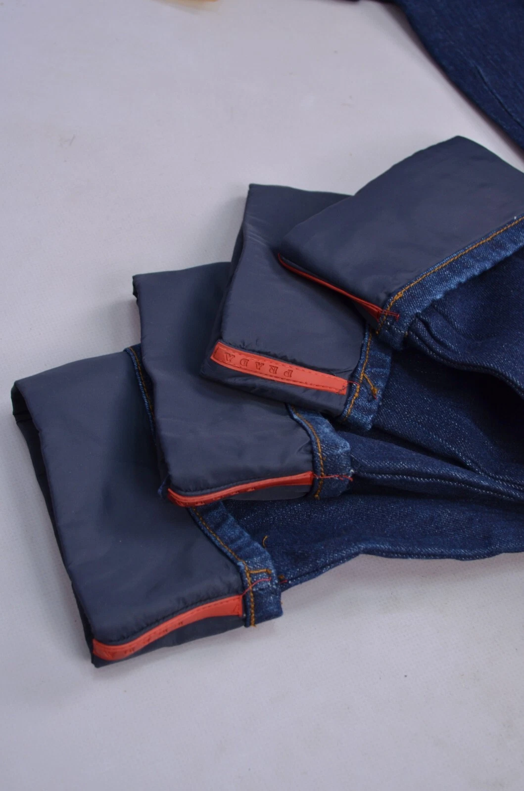 PRADA Denim Womens Jeans Logo Red Tab Nylon Details NWT Size IT 40, 42