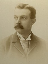 1880 s Cabinet Card Handsome Man Mustache New York City Antique Photograph