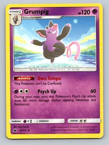 2017 Pokemon Card Crimson Invasion Grumpig 42/111