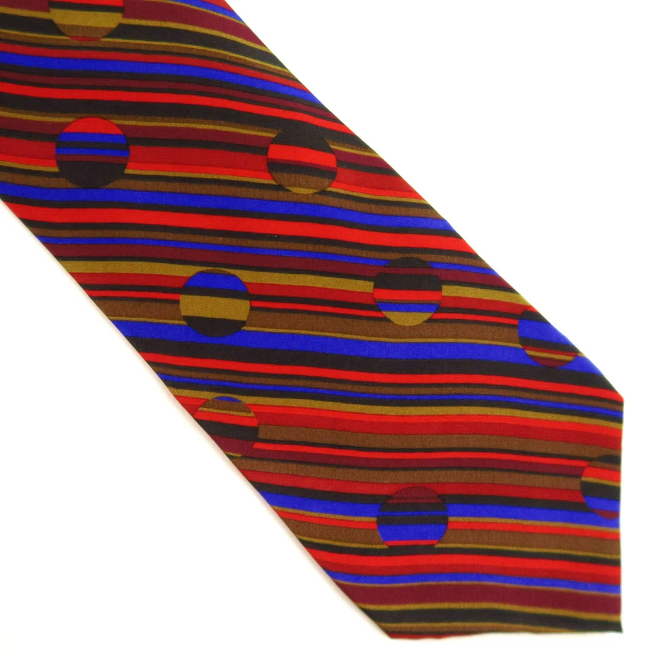 Винтажный Perry Ellis портфолио 100% шелк абстрактный цветной в полоску галстук - Изображение 2 из 4