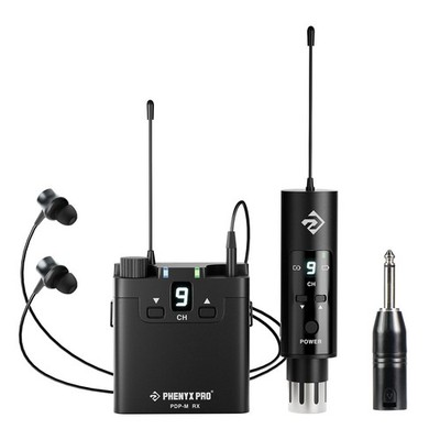 Phenyx Pro UHF Wireless in-Ear Monitor 1 Transmitter+1 Receiver, Black
