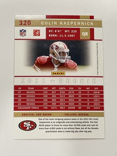 2011 Score Football Gold Zone #320 - Colin Kaepernick RC - San Francisco 49ers - Picture 2 of 2