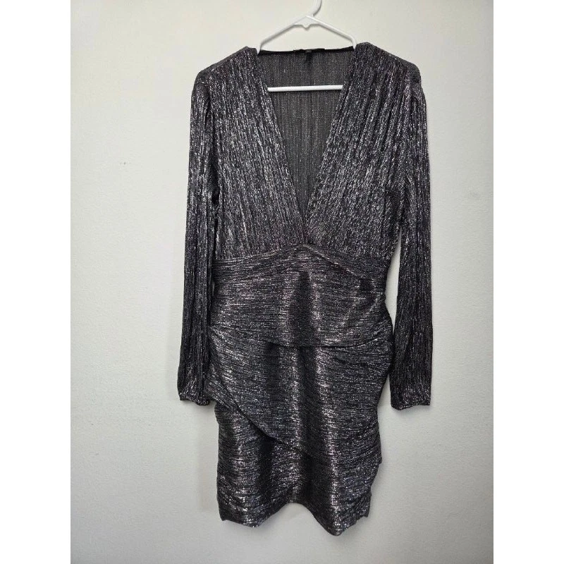 Maje Dress Womens 42 Large Runny Metallic Mini Drape Camille Emily in Paris - Image 4 of 4