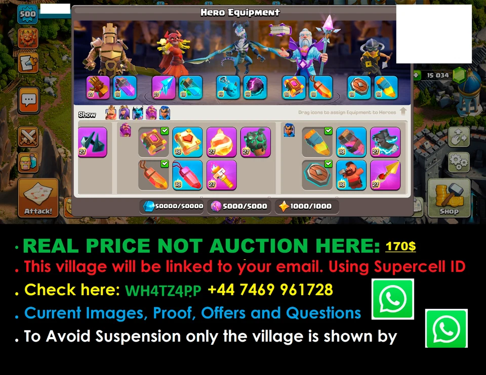 TH18 LVL500 HERO 105|105|95|80|55 -EQUIPMENT MAX - ALL SKIN & SCENARY  PRICE:200 - Image 4 of 4