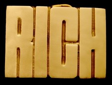 OA24164  NOS  VINTAGE 1978 CUT-OUT NAME  RICH  SOLID BRASS BUCKLE