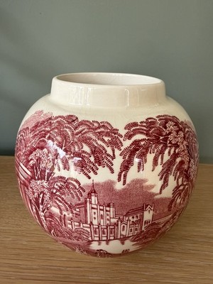Antikes Freimaurer Vista Prunus Glas 5 rosa Transferware TADELLOSER Zustand 5 1/4''