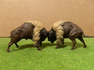 custom 1/32 buffalo bison lot of two 3D printed fighting bulls fits Marx TSSD