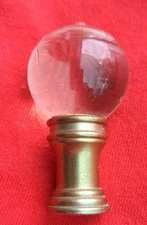 Vintage Clear Glass Ball Lamp Finial Threaded Brass Base