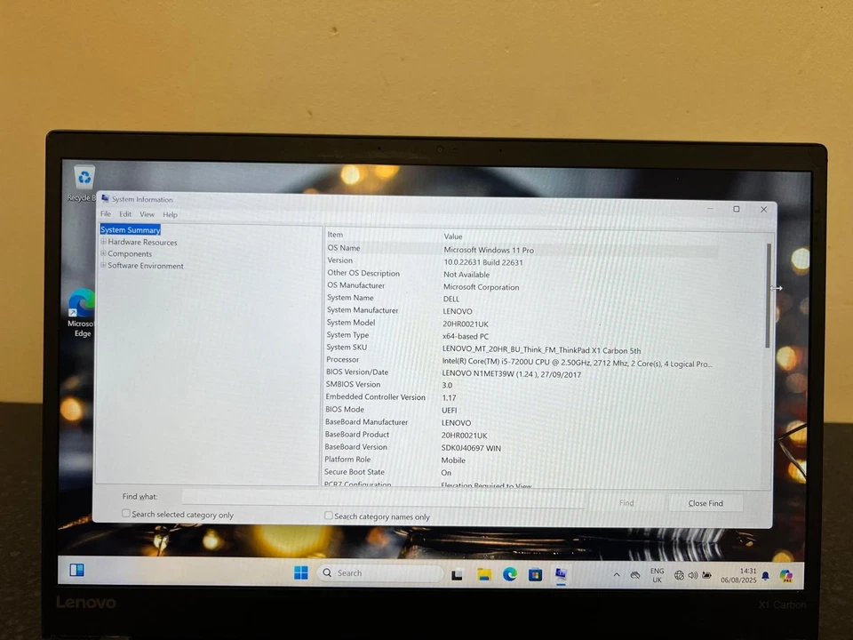 Lenovo ThinkPad X1 Carbon 5th Gen Core i5 7th Gen 8GB RAM 256GB Windows 11 Pro - Image 2 of 4