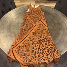 Farm Rio Alyse Knit Midi Leopard Print Paisley Anthropologie Brown Dress XL
