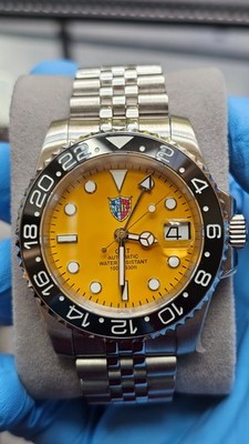 Designer yellow, black GMT Watch