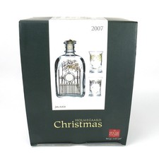 Holmegaard Glas Weihnachtsflasche + Schnapsgl&auml;ser 2007 Serie Golden Christmas