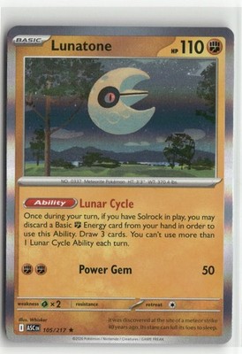 Lunatone 105/217 Holo Ascended Heroes Pokemon TCG NM | eBay Lunatone 105/217 Holo Ascended Heroes Pokemon TCG NM | eBay