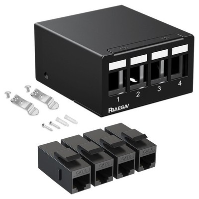 Patch Panel 4 Port with 4pcs Cat6 Keystone Jack【EC Listed】 UTP No Rust and Du...