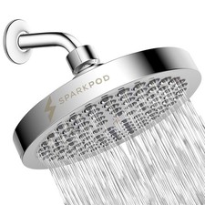 SparkPod Rain Shower Head, 6 Inch Round, Luxury Polished Chrome Finish