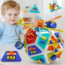 22-in-1 Baby Busy Board Activity Cube Toys, Montessori Toy for 1 Year Old Kid, E