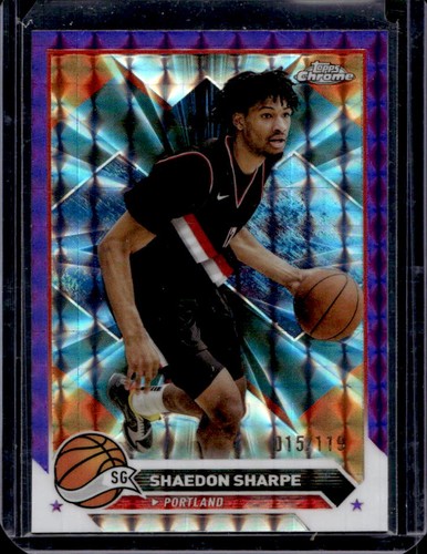 2023-24 Topps Chrome Shaedon Sharpe Purple Geometric #15/119 Trail Blazers