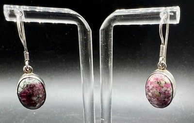 Vintage natürliche Rubin in Zoisit Ohrringe 925 Sterling Silber Ohrringe Südwesten 5,2 g