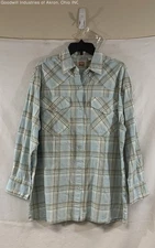 Levi's Men's Blue Tan Plaid Classic Western Standard Fit Snap Shirt Size M NWT