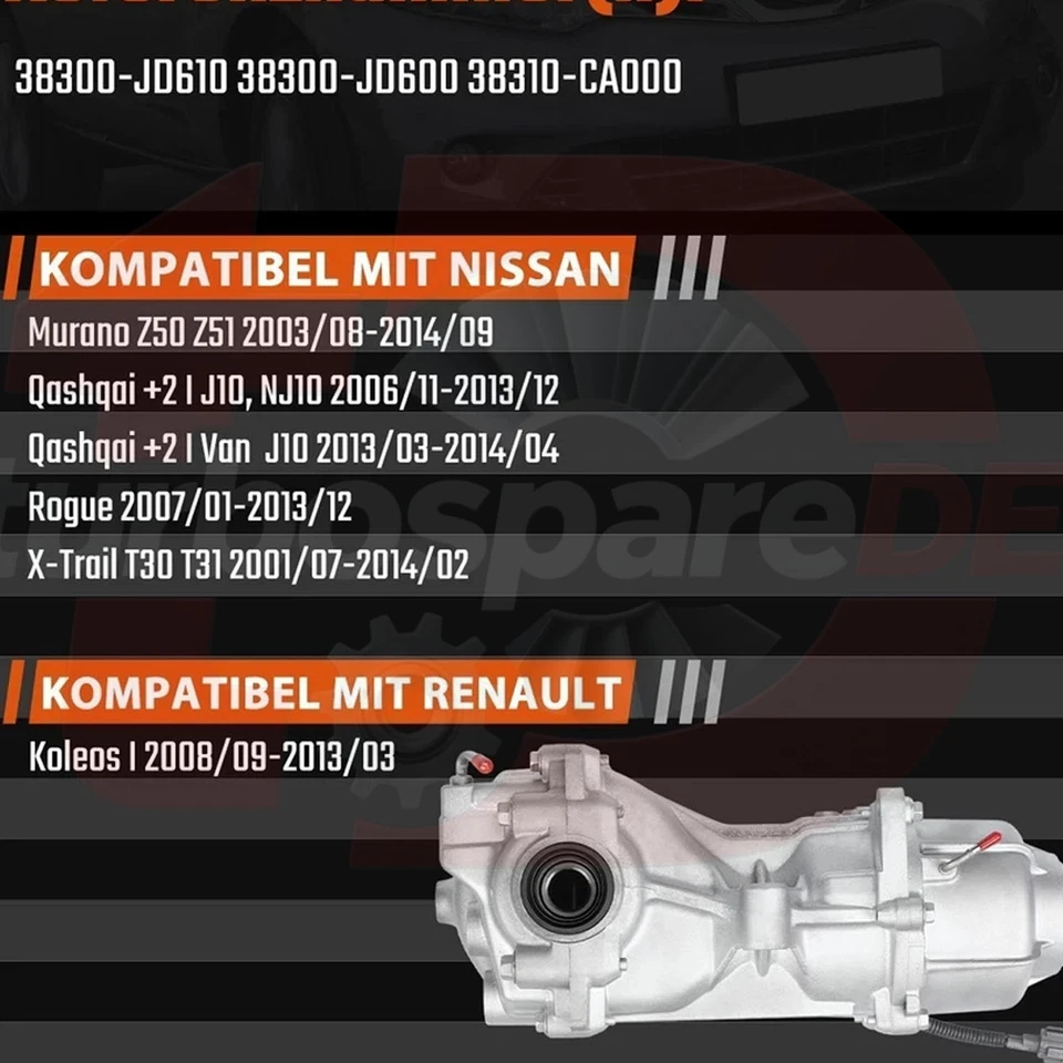 1x accionamiento diferencial trasero para Nissan X-Trail T30 T31 Qashqai 2 Murano I II Foto 4 de 4