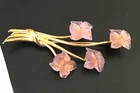 Vintage Brooch Pin SIGNED TRIFARI Purple Flower  Gold tone Jewelry lot y