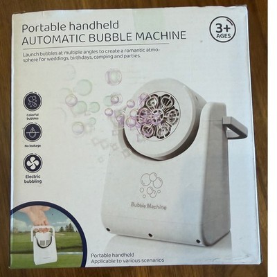 Portable Handheld Automatic Bubble Machine White Electric Blower ABMT60 Ages 3+