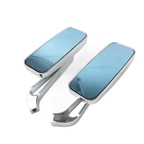 2x Chrome Blue Rearview Side Mirror For Harley For Honda For Kawasaki For Suzuki - Picture 3 of 11
