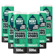 Original Mint & Tea Tree Shower Gel, 100% Natural Fragrance, Pack of 6 x 500 ml 5.18 per litre