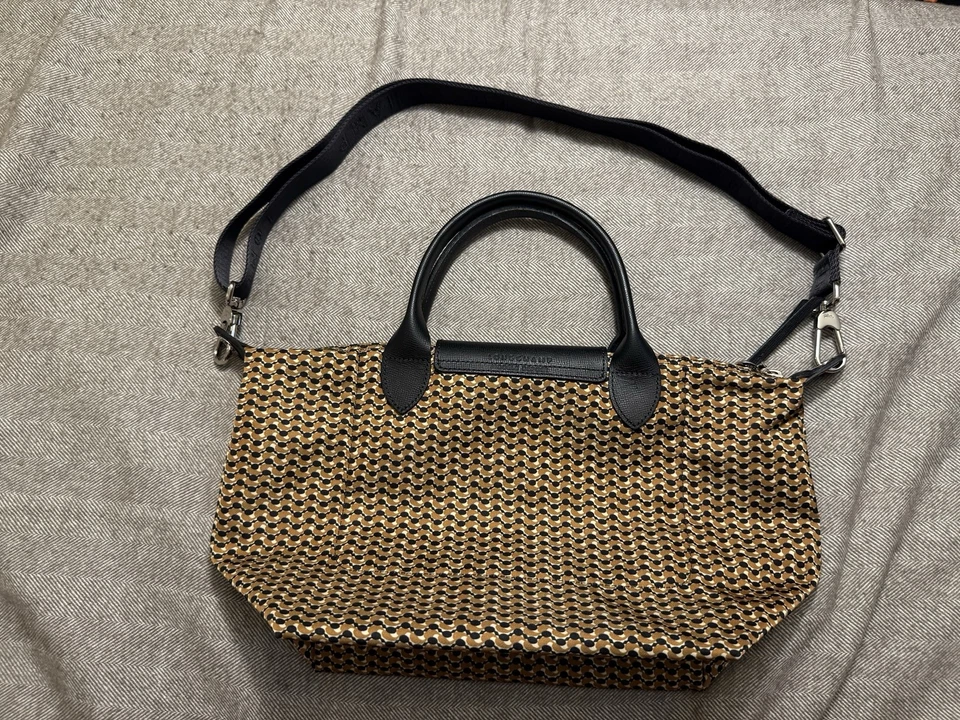 Bolso Bandolera Longchamp Le Pliage Cuir Usado en Miel (Patrón Retro) Foto 2 de 4