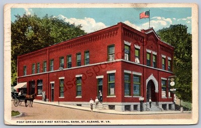K39/ St Albans West Virginia Postcard c1910 Post Office National Bank  267
