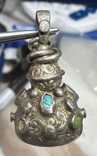 Antique 1870's Victorian Sterling Silver Gemstone Watch Fob English C287