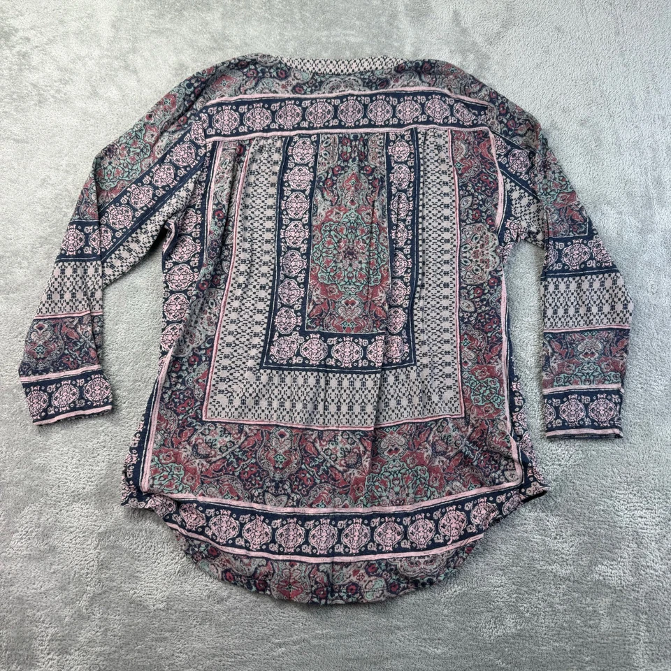 Blusa Camisa Lucky Brand Top Mujer Grande Azul Marino Manga Larga Paisley Boho Nueva con Etiquetas Foto 2 de 4