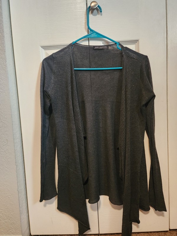 Bajee Collection By Becool Women's Size Medium  Dark Gray Waterfall Cadigan